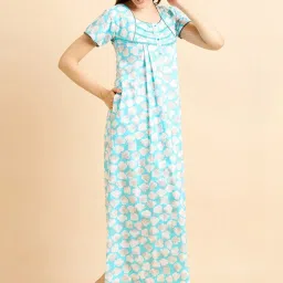 Sweet Dreams Blue Cotton Printed Night Gown image 3