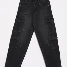 Allen Solly Junior Boys Relaxed Fit Mid-Rise Low Distress Light Fade Stretchable Jeans-picture-49