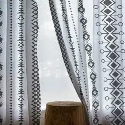 Stitchnest Grey Sheer Semi Transparent & Light Filtering Window Curtain - 5 ft image 3