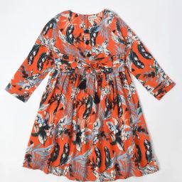 Bella Moda Kids Orange Printed Full Sleeves Fit & Flare Dress-picture-13