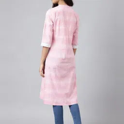 Aurelia Pink Cotton Printed Straight Kurta image 2