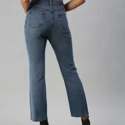 showoffff SHOWOFF Highly Distressed Blue Straight Fit Denim Jeans image 2