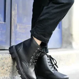 Shoetopia Women's Black Derby Boots-image-73