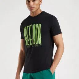 Reebok Black Slim Fit Printed T-Shirt image 3