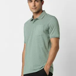 Peter England Green Regular Fit Printed Polo T-Shirt image 3