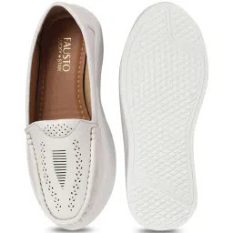 Fausto Women's White Casual Loafers image 3