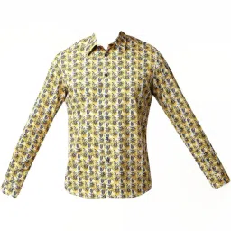 Basics Yellow Slim Fit Printed Shirt image 3