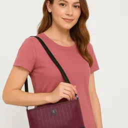 Esbeda Maroon Textured Small Cross Body Bag-picture-31