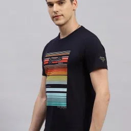 Monte Carlo Navy Blue Regular Fit Printed T-Shirt image 3