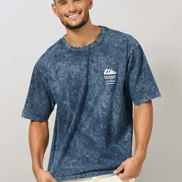 Styli Navy Relaxed Fit Printed Oversized Crew T-Shirt image 3