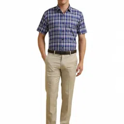 Allen Solly Blue Cotton Slim Fit Checks Shirt image 5