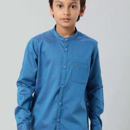 Indian Terrain Kids Blue Cotton Regular Fit Full Sleeves Shirt-picture-21