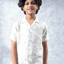 Crimsoune Club Boys Floral Printed Spread Collar Slim Fit Casual Shirt-image-36