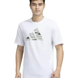 Adidas White Cotton Regular Fit Logo Printed Sports T-Shirt-picture-22