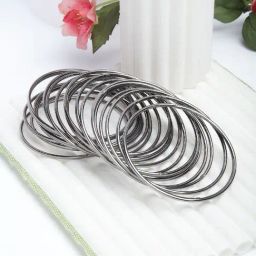 Zeneme Silver Plated Oxidised Black Toned Bangles for Women Set of 24-picture-49