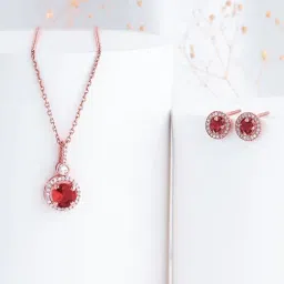 GIVA 92.5 Sterling Silver Rose Gold One And Only Pendant with Chain and Earrings Set-picture-16