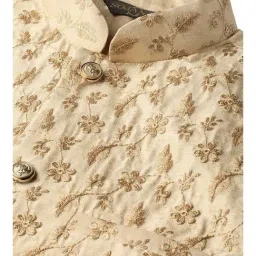 Sojanya Cream & Gold Embroidered Nehru Jacket image 4
