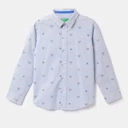 United Colors of Benetton Kids Blue Printed Full Sleeves Shirt-picture-24