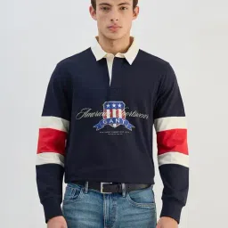 Gant Men Navy Blue Logo Pure Cotton Collared Ruggers-image-93