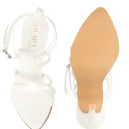 Fausto Women's White Ankle Strap Stilettos image 3