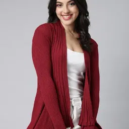 SHOWOFF Maroon Long Shrug-image-1