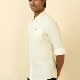 Allen Solly Yellow Cotton Custom Fit Printed Shirt image 3