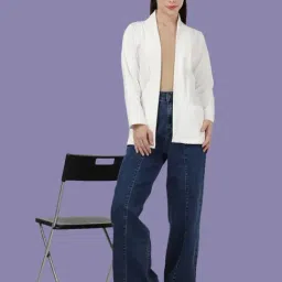 Kryptic Dark Brown and Off White Cotton Solid Open Front Shrug with Pockets, Pack of 2 image 5