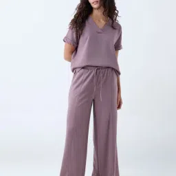 Wunderlove by Westside Mauve Solid High-Rise Pants image 2