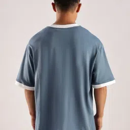 CALVIN KLEIN Blue Logo Relaxed Fit Cotton T-Shirt image 2