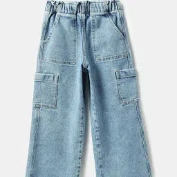 United Colors Of Benetton Blue Wide Leg Fit Cargo Jeans-picture-23