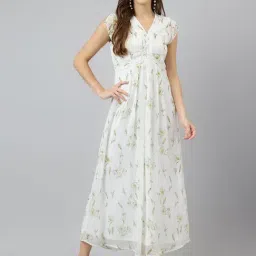 Latin Quarters Green & White Printed Maxi Dress-image-82