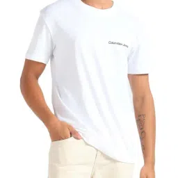 Calvin Klein Bright White Cotton Regular Fit T-Shirt-image-10