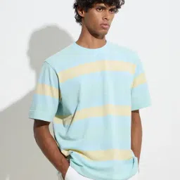 nuon men Nuon by Westside Multicolour Striped Relaxed-Fit Cotton-Blend T-Shirt-picture-42