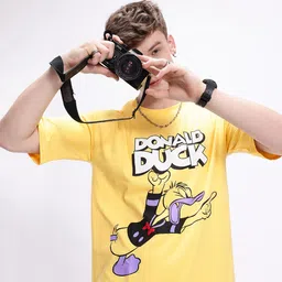 Kook N Keech Men Donald Duck Printed Drop-Shoulder Sleeves Oversized Pure Cotton T-shirt-picture-35
