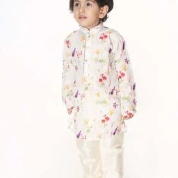 VASTRAMAY Boys Multicolor Floral Full Sleeves Kurta-picture-11