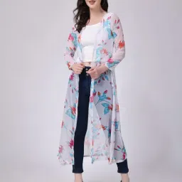 Scorpius White Floral Print Long Shrug-picture-40