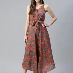 Vaamsi Grey Cotton Floral Print Jumpsuit-picture-16