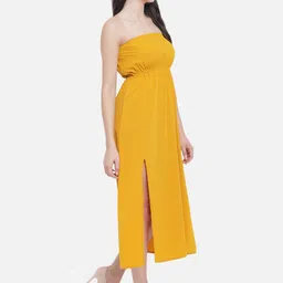 OTIRA Women Off-Shoulder Crepe A-Line Maxi Dress image 4