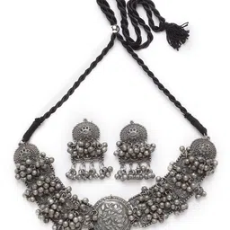 Moedbuille Women Metallic-Coloured Artificial Beads Studded Antique Tribal Jewellery Set image 2