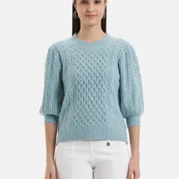 Kazo Light Blue Embellished Pullover-picture-39