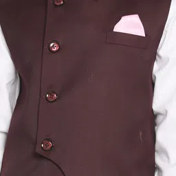 JBN Creation Boys Mandarin Collar Asymmetric Hem Woven Nehru Jacket image 5