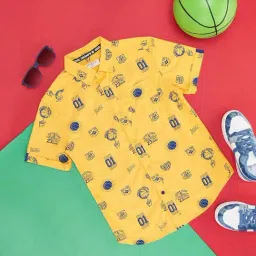 Pantaloons Junior Kids Yellow Cotton Printed Shirt-image-11