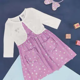 YU by Pantaloons Kids Violet & White Cotton Printed Full Sleeves Dress-image-19
