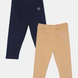 TWIN BIRDS Kids Navy & Beige Cotton Regular Fit Leggings (Pack of 2)-picture-42
