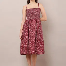 Moda Rapido Women Shoulder Straps Fit & Flare Midi Dress-picture-29