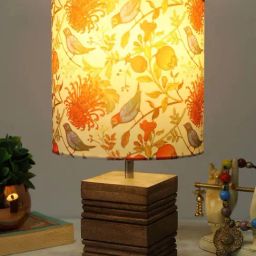 Homesake Multicolor Wood Rib Cube-Shaped Table Lamp With Fabric Shade-picture-27