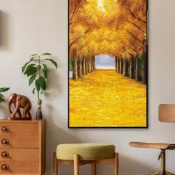 Art Street Black & Yellow Beautiful Autumn Tree Large Panel Wall Art Print-image-60