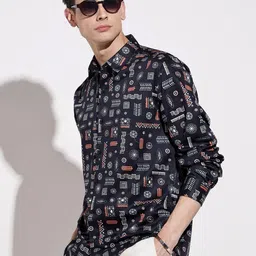 SHOWOFF Men Geometric Printed Cotton Casual Shirt-picture-15