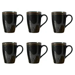Femora Black Set Of 6 Gold Series Ceramic Coffee Mug - 360 ml-picture-40