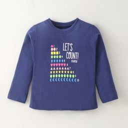 CUCUMBER Cotton Knit  Full Sleeves T-Shirt with Text  Print - Navy-picture-44